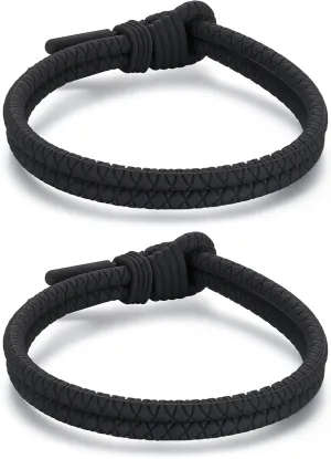 Adjustable Silicone Nautical Surfer Braided Rope Bracelet for Men Women - Waterproof Rubber Sports Couples Bracelets Gifts