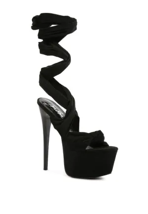 BAUBLE HIGH HEELED LACE UP SANDALS