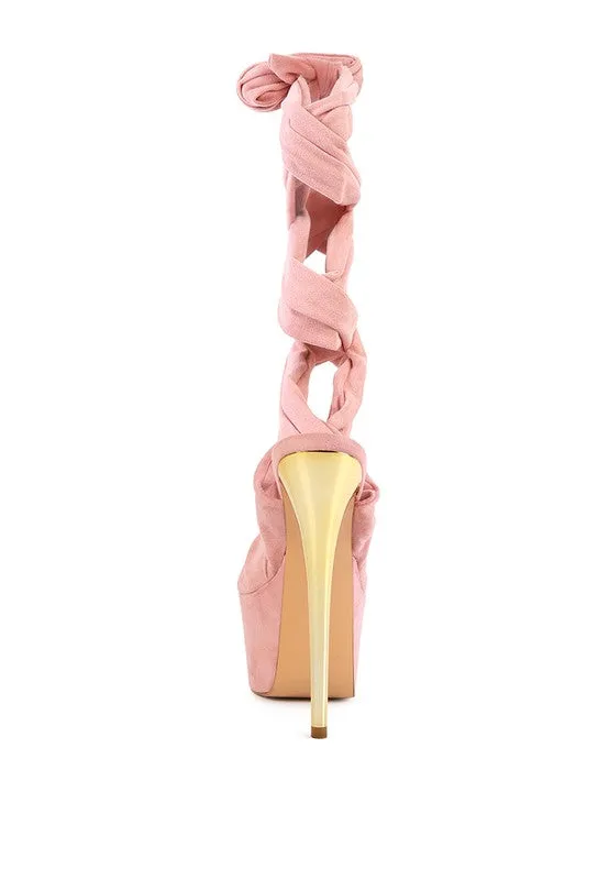 BAUBLE HIGH HEELED LACE UP SANDALS