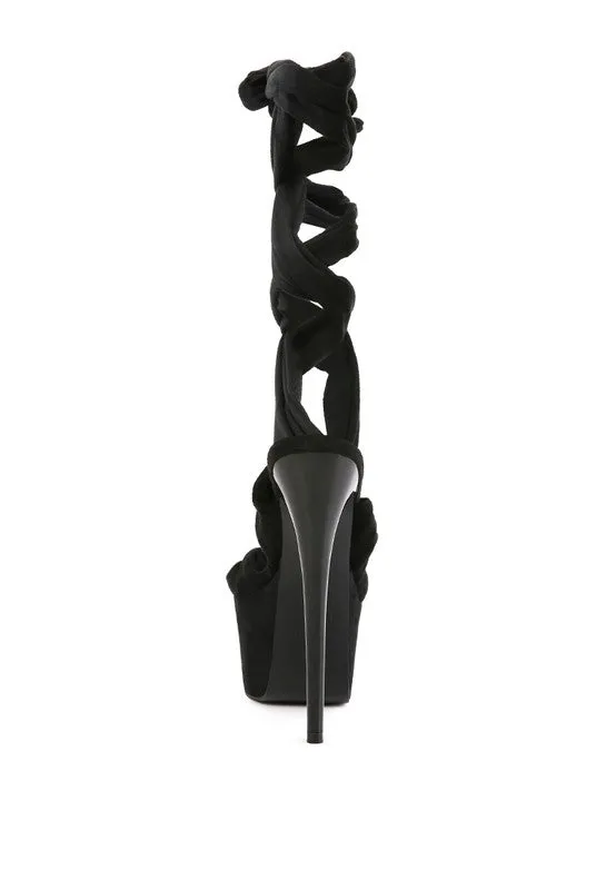 BAUBLE HIGH HEELED LACE UP SANDALS
