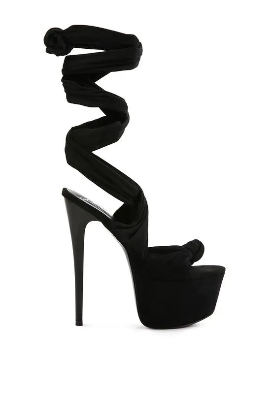 BAUBLE HIGH HEELED LACE UP SANDALS