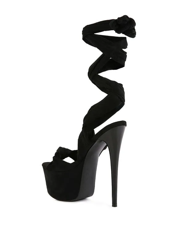 BAUBLE HIGH HEELED LACE UP SANDALS