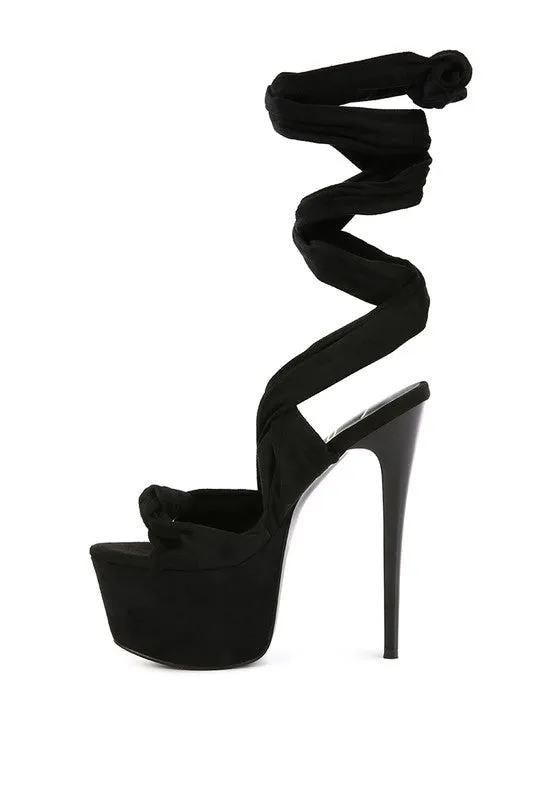 BAUBLE HIGH HEELED LACE UP SANDALS