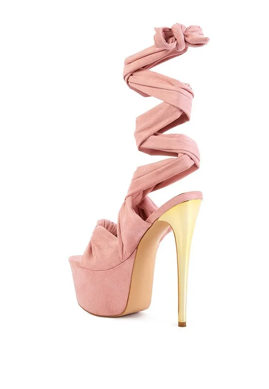 BAUBLE HIGH HEELED LACE UP SANDALS