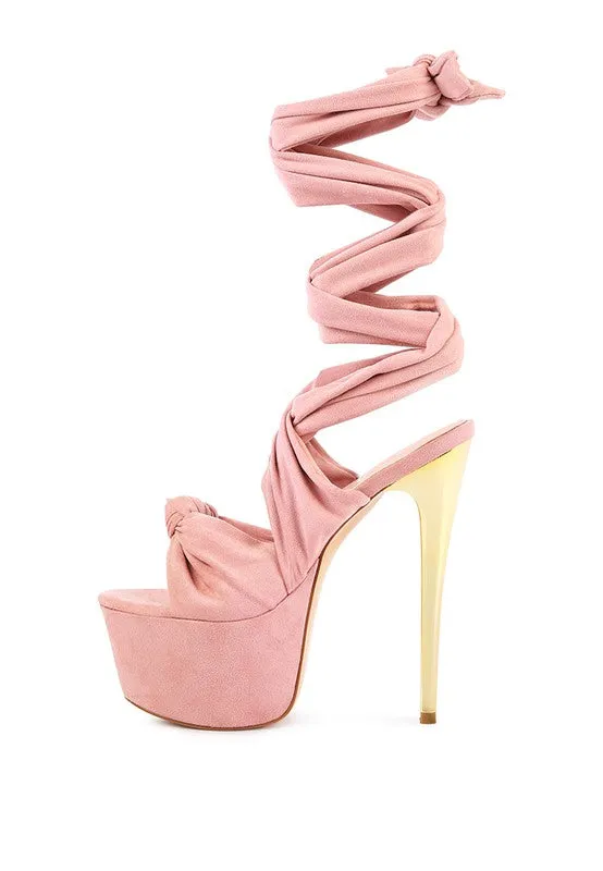 BAUBLE HIGH HEELED LACE UP SANDALS