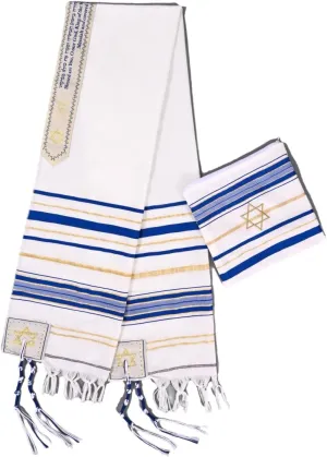 blue men's prayer shawl Christian prayer scarf jewish tzitzit tallit cloth rainbow jerusalem clothes Israel design