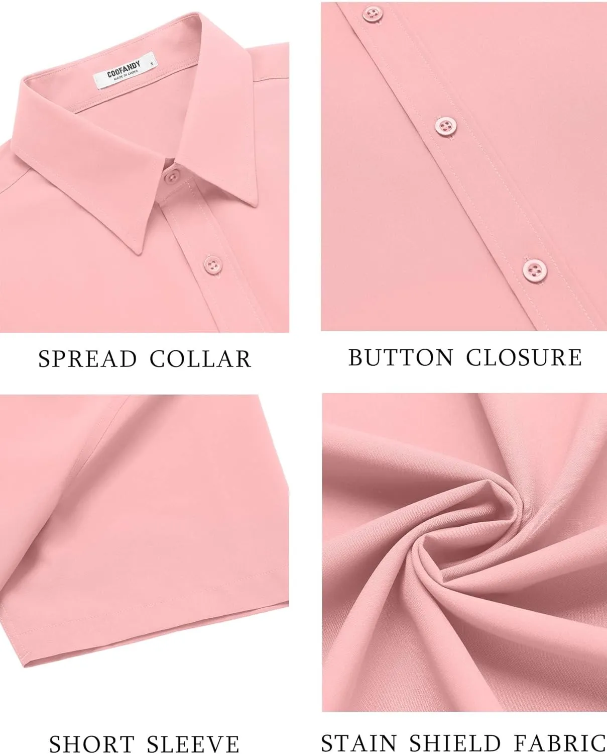 COOFANDY Men's Button Down Shirts Stain Shield Dress Shirts Short Sleeve Summer Business Casual Shirts