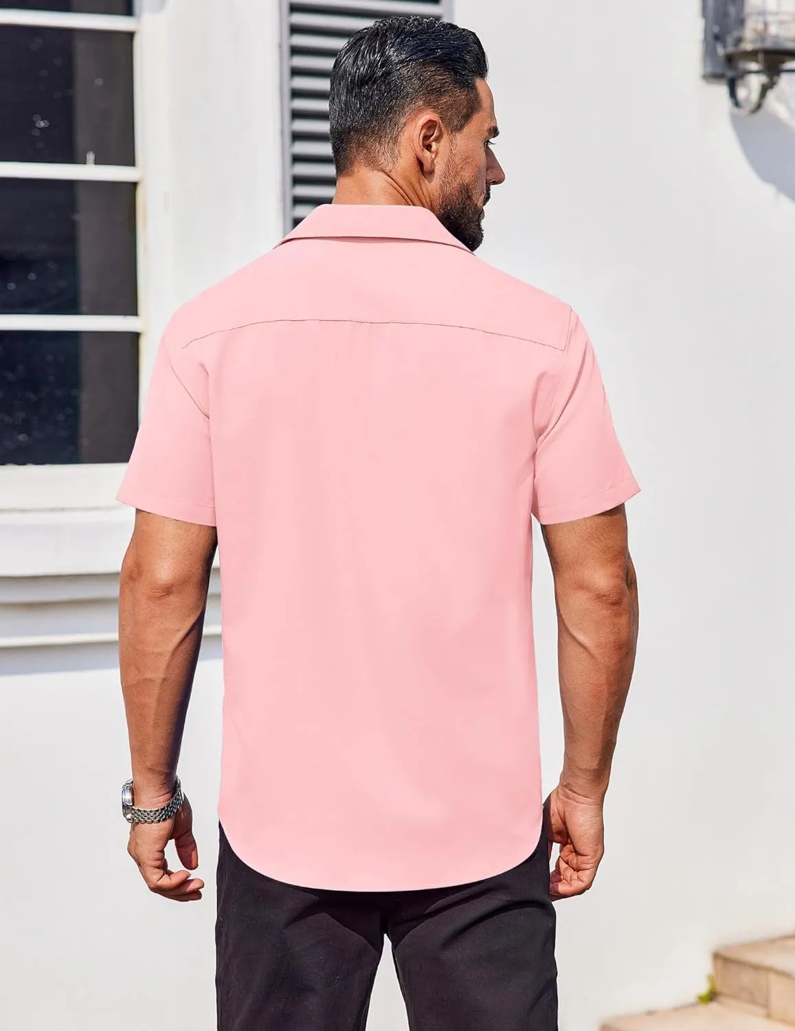 COOFANDY Men's Button Down Shirts Stain Shield Dress Shirts Short Sleeve Summer Business Casual Shirts