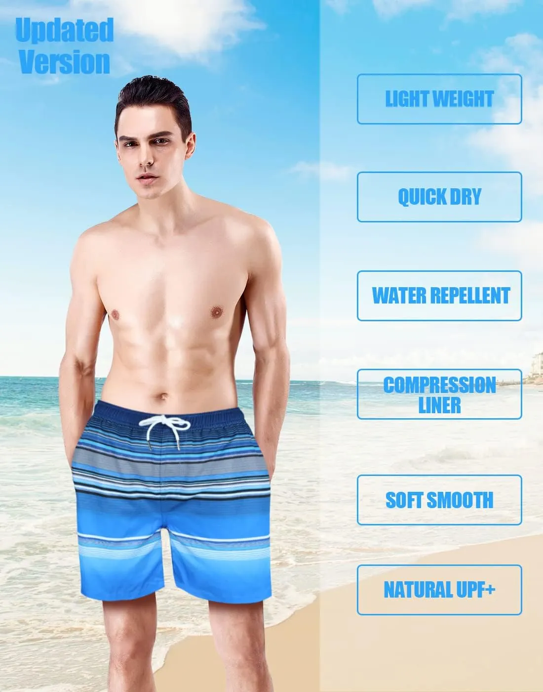 LUCOWEE Mens Swim Trunks with Compression Liner Anti Chafe Quick Dry UPF 50  Swimming Shorts 5" 7" Inseam Bathing Suit