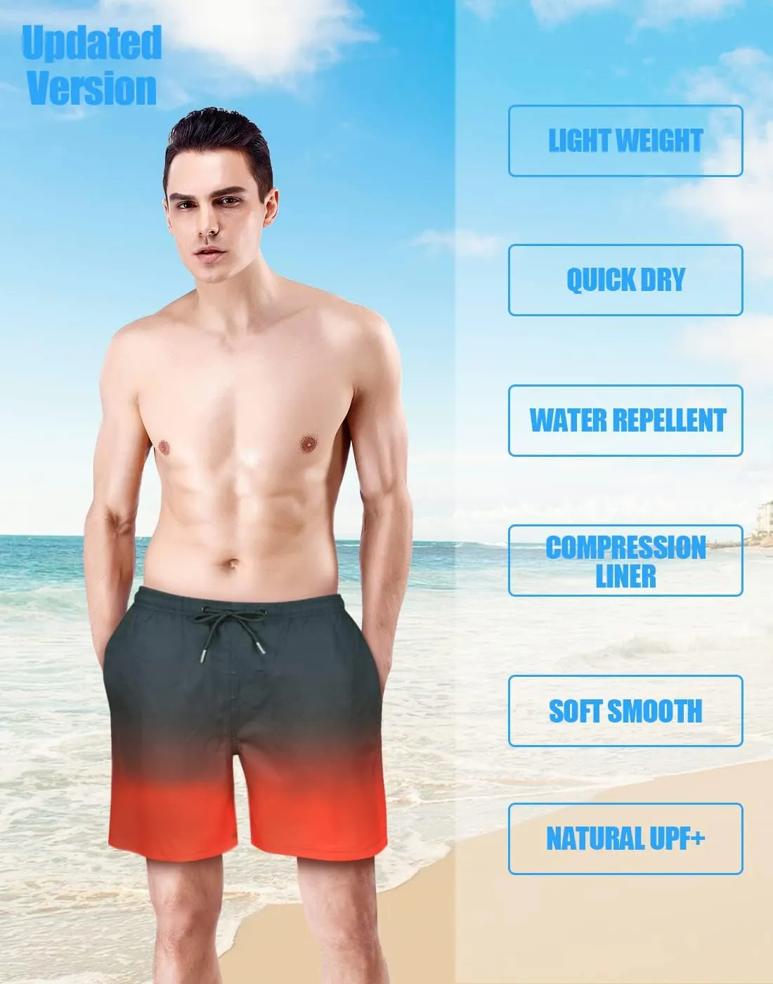 LUCOWEE Mens Swim Trunks with Compression Liner Anti Chafe Quick Dry UPF 50  Swimming Shorts 5" 7" Inseam Bathing Suit