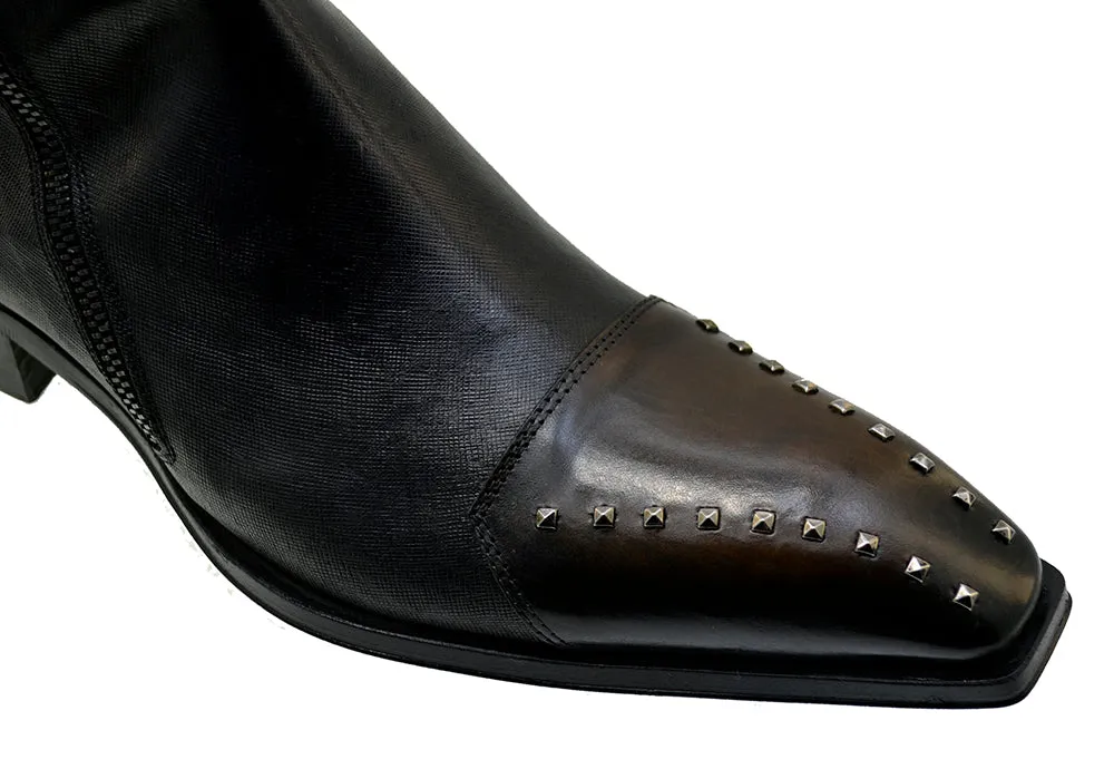 Men's Italian Shoes Jo Ghost 3516 Black Brown Leather Dress Boots