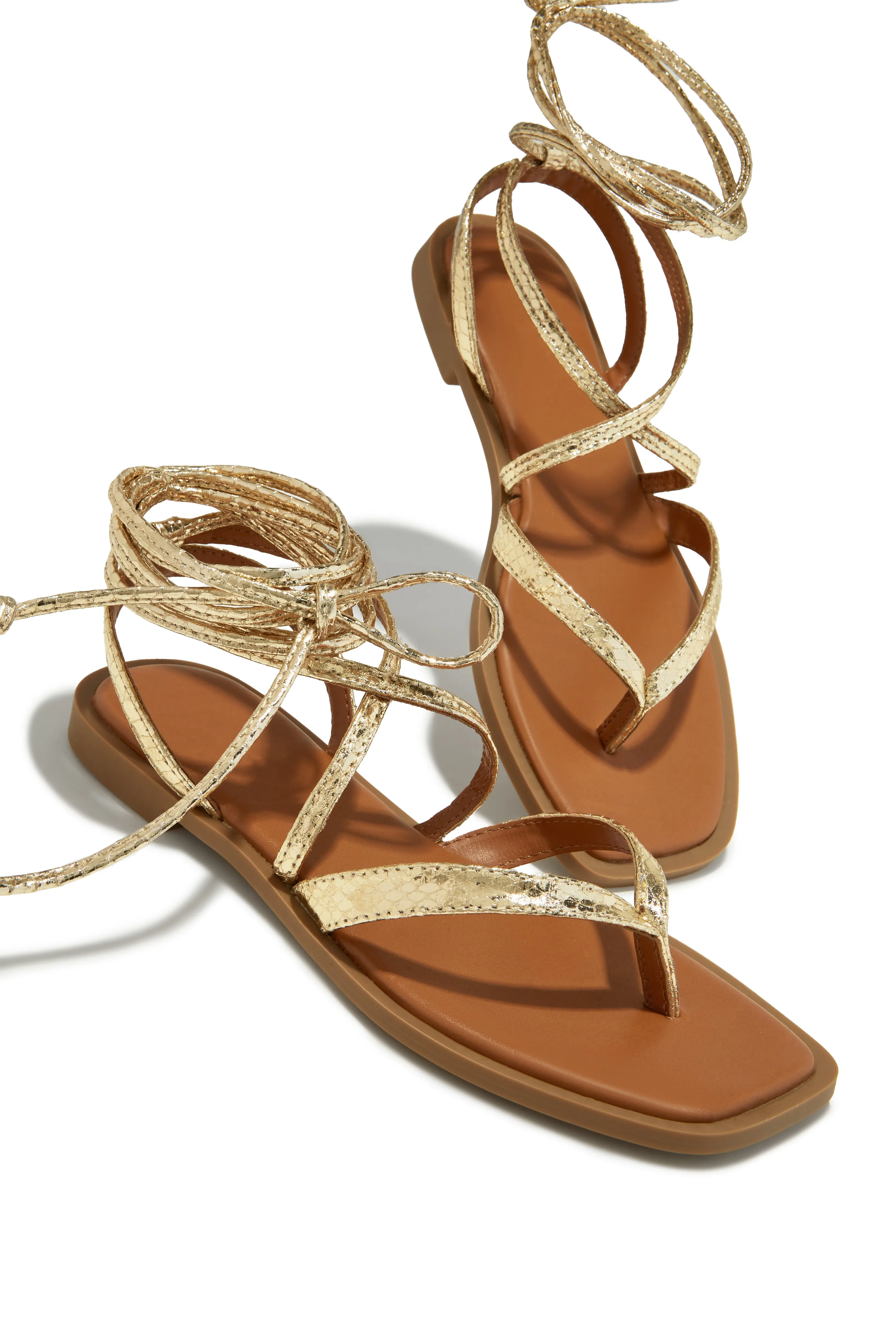 Mina Lace Up Sandals - Gold