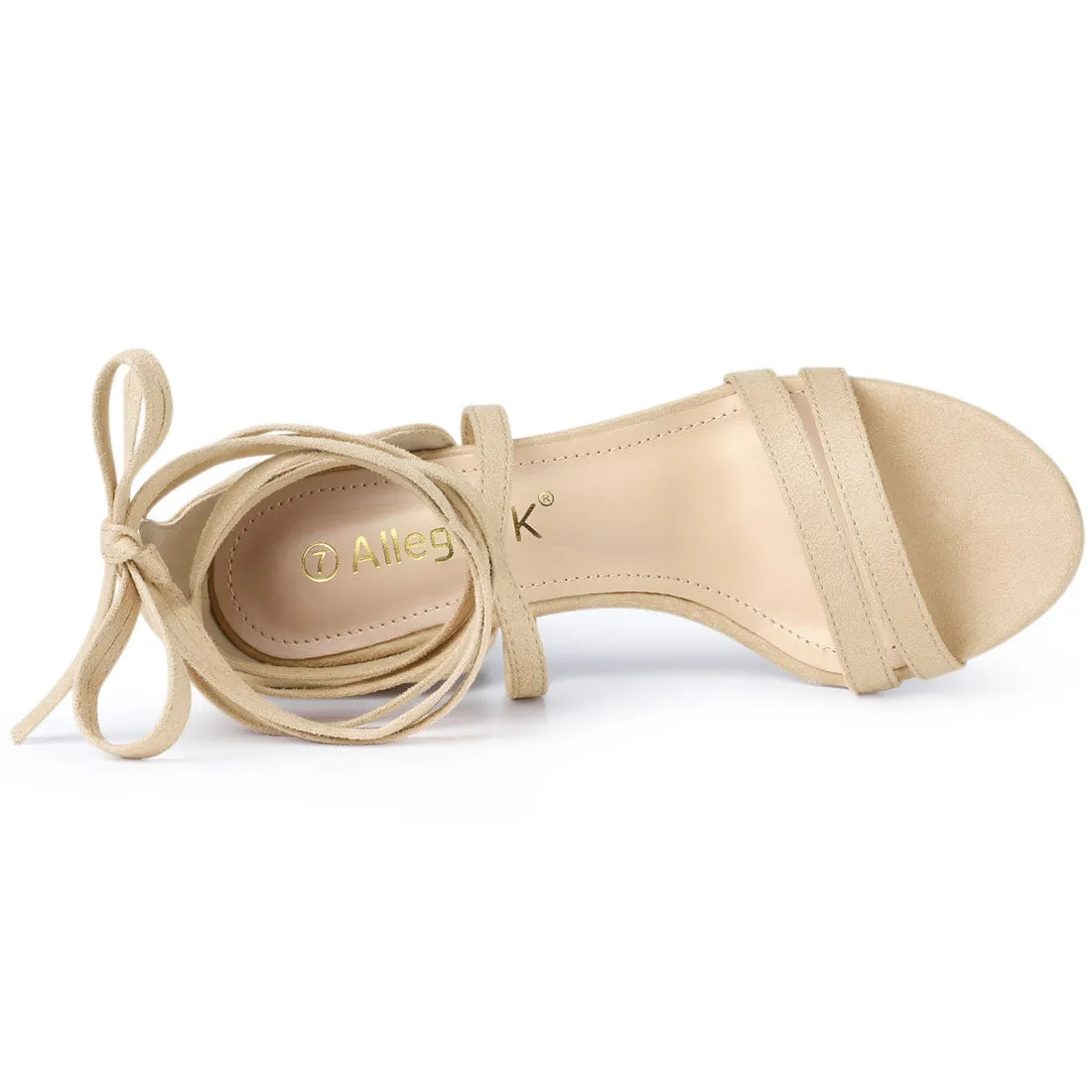 Open Toe Color Block Heel Lace Up Sandals