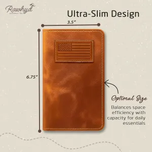 RAW HYD Full-Grain Leather Long Wallet for Men - Classic Bifold Western Wallet for Men - Minimalist Cowboy Wallets for Men - Rodeo wallets for men - Checkbook Cover & Gift for Him