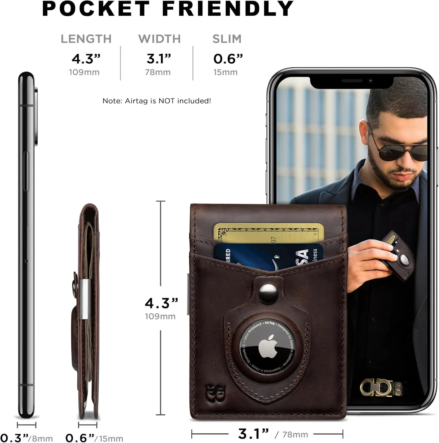 SERMAN BRANDS Money Clip Wallet - Mens Wallets slim Front Pocket RFID Blocking Card Holder Minimalist Mini Bifold