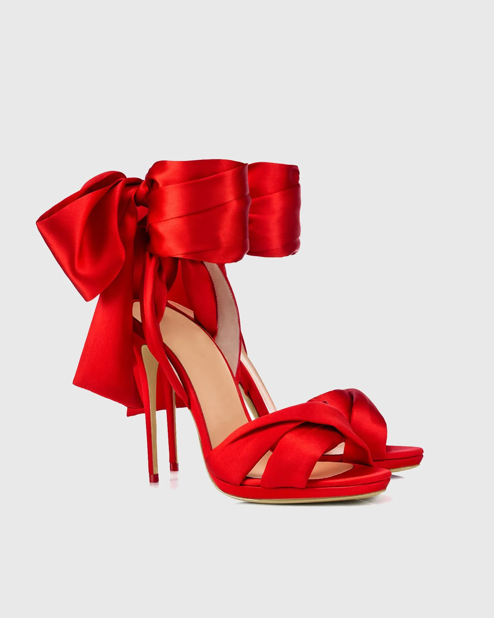 Viola Cross Lace Up Sandals In Red